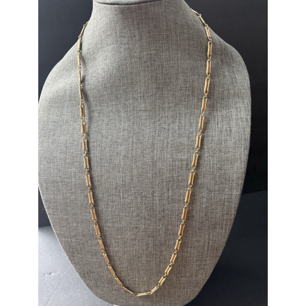 Vintage Paper Clip Link Necklace Gold Tone Stackable Modernist Classic Capsule